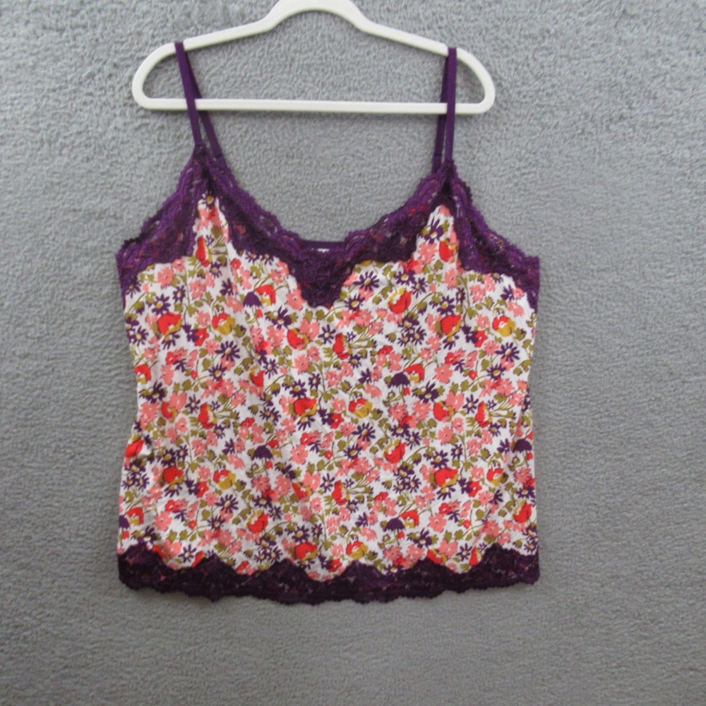 Lane Bryant Womens Tank Top Plus Size 26/28 Purple Floral Lace Cami Stretch